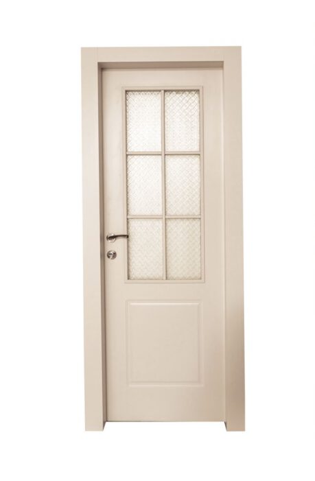 דלת פולימר שמנת בשילוב חלון צרפתי